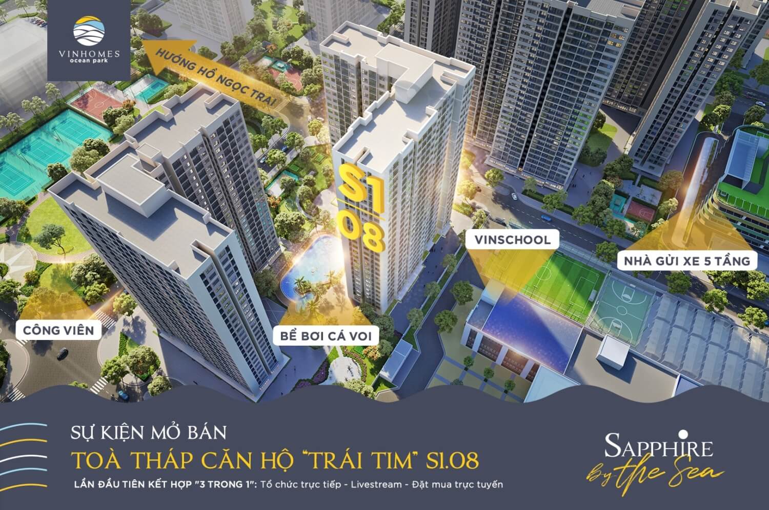 Phối cảnh tòa S1.08 dự án Vinhomes Ocean Park.