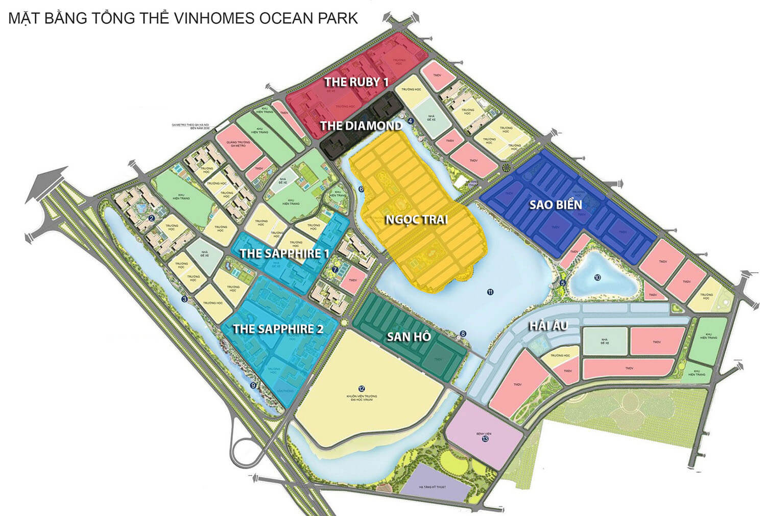 Mặt bằng các phân khu dự án Vinhomes Ocean Park